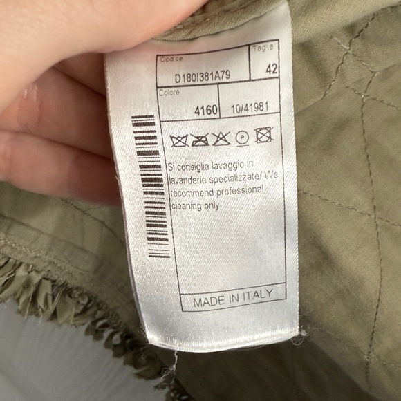 Ermanno Scervino Olive Quilted Button Up Blazer with Fringe Size 42 (US Small) - Picture 9 of 12